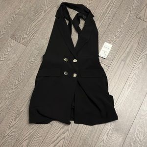NWT 90s style black blazer romper